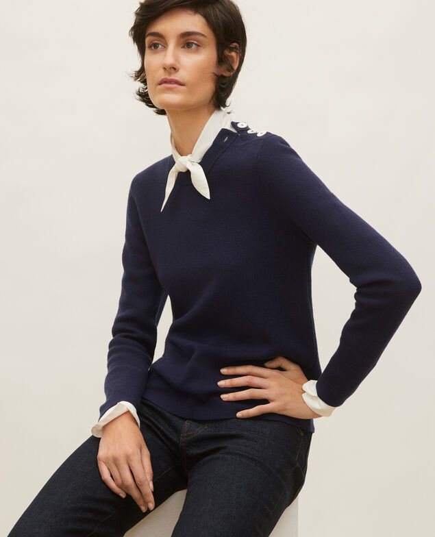 Striped wool jumper Maritime blue