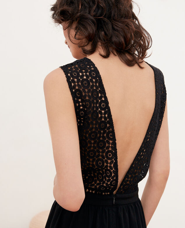 V-back lace dress   Noir