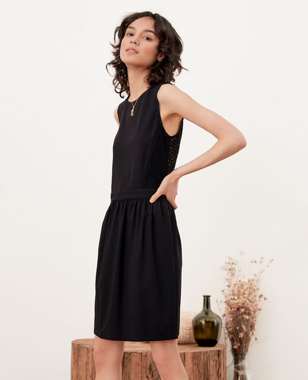 V-back lace dress   Noir