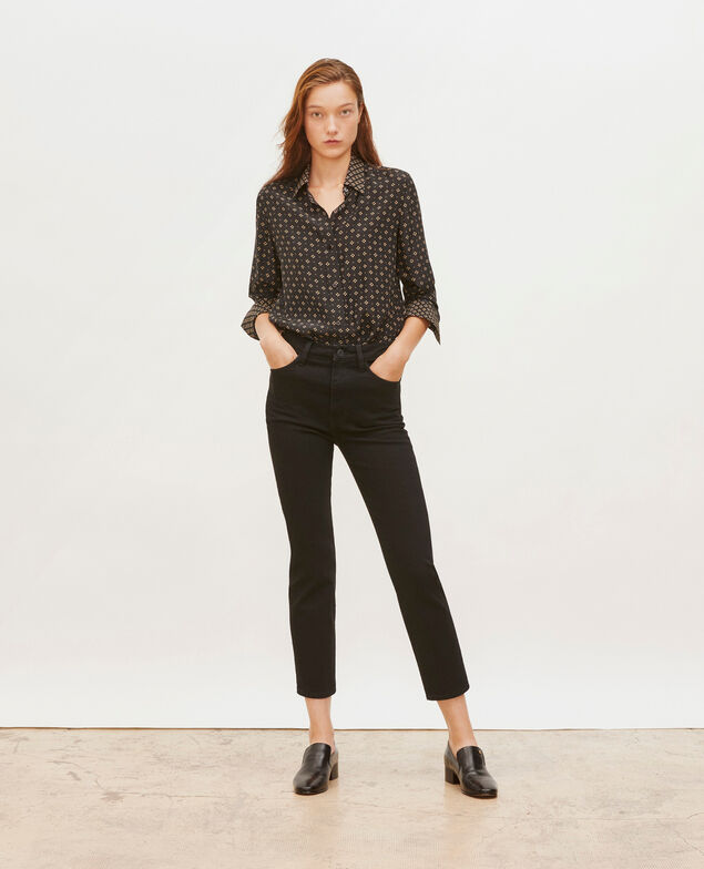 SLIM HIGH RISE - Cropped 5 pocket jeans Noir denim