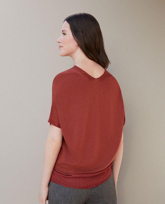 Zero-stitching short-sleeved knit Cowhide