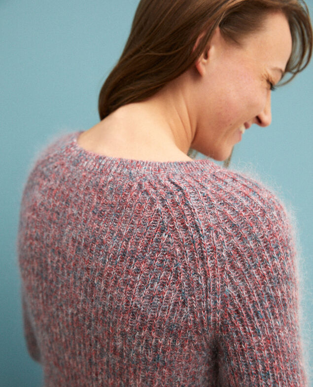 Flecked mohair jumper Pompeian red/ultra green/off white