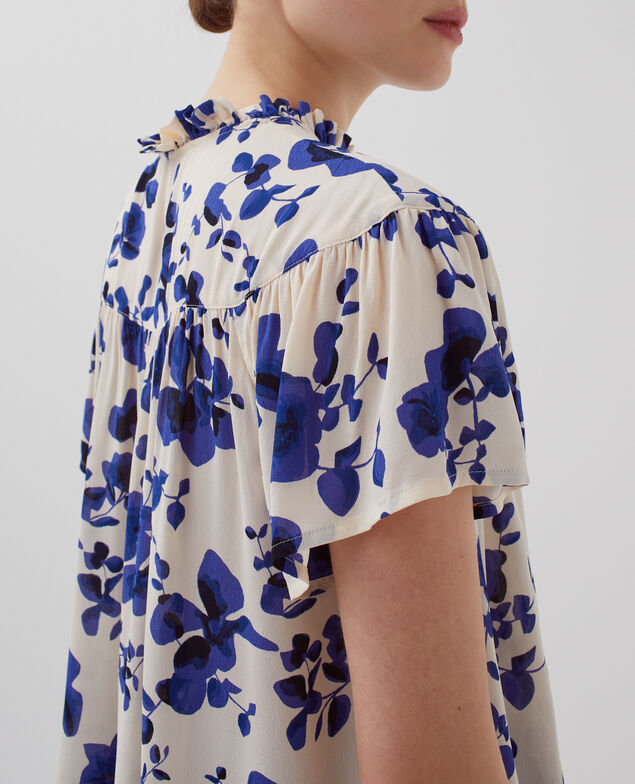 Short-sleeve Fluid blouse I302 floral white