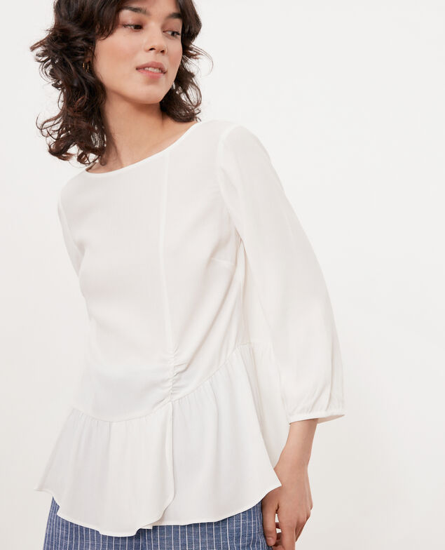 Blouse with round collar White
