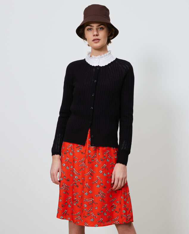 3D knit lace cardigan Black beauty