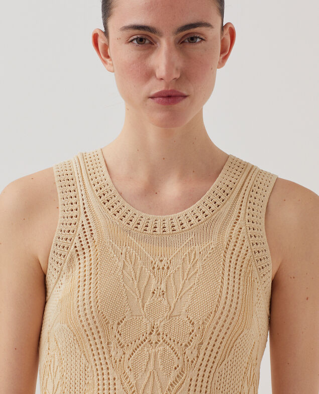 Floral crochet mini dress J300 natural