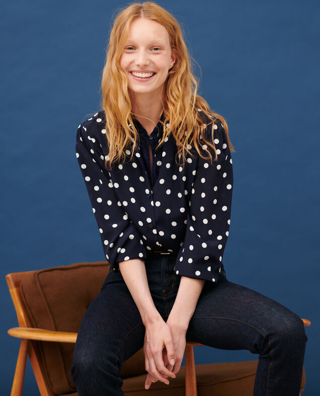 SIBYLLE - Silk shirt 8855 69 navy dots