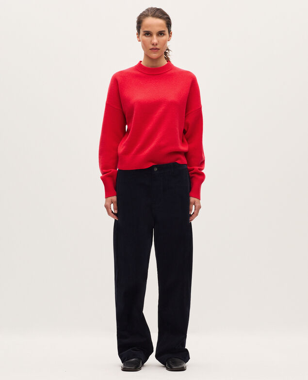 Round neck wool jumper U150 red