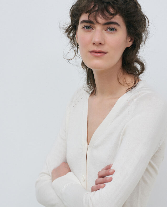 Short silk and cotton cardigan Gardenia