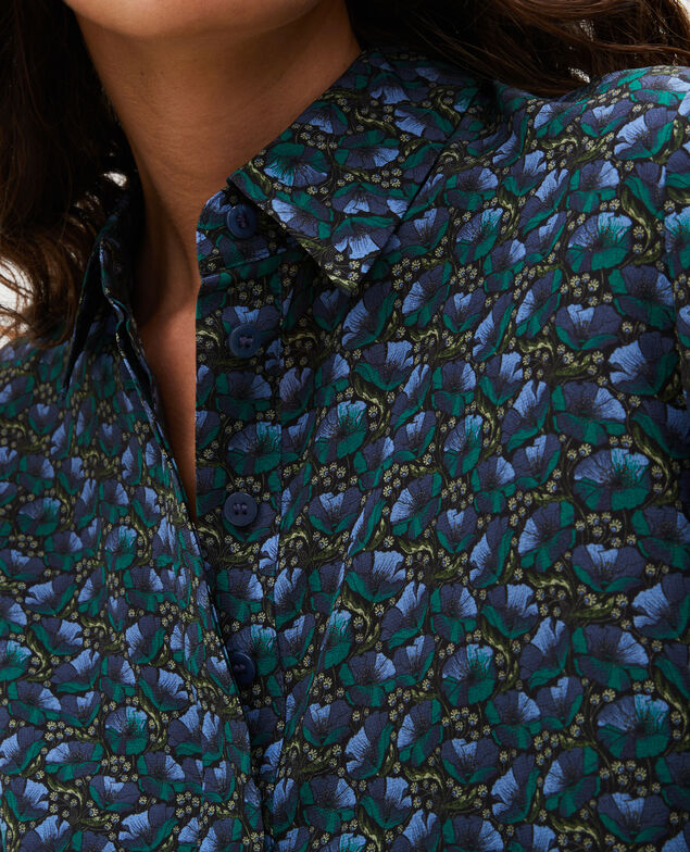 SIBYLLE - Long-sleeve silk shirt Print artdeco darkgreen