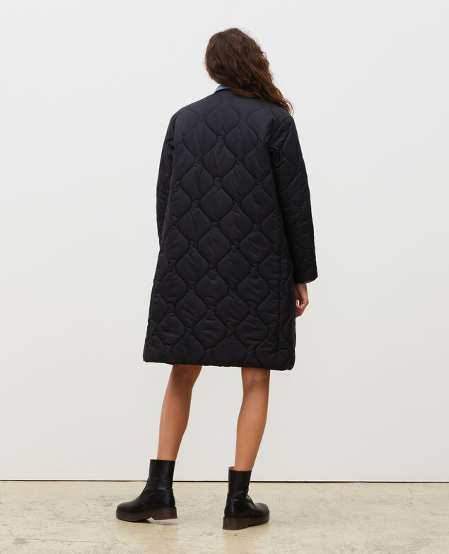 V-neck down coat  Black beauty