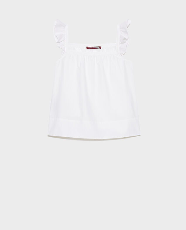Cotton and silk strappy top Brilliant white