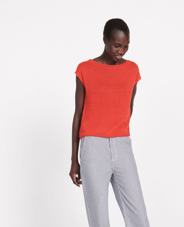 Linen t-shirt Fiery red