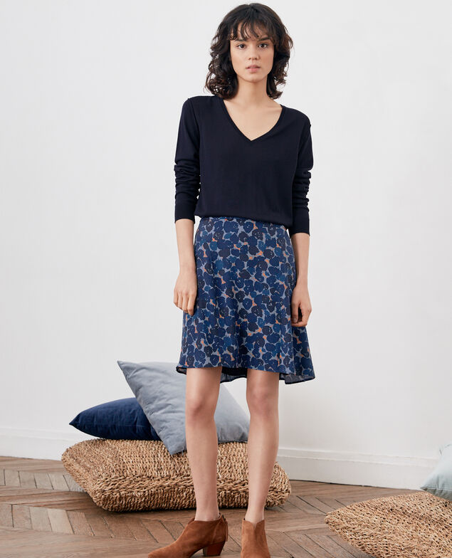 Printed skirt Blossom shadow indigo