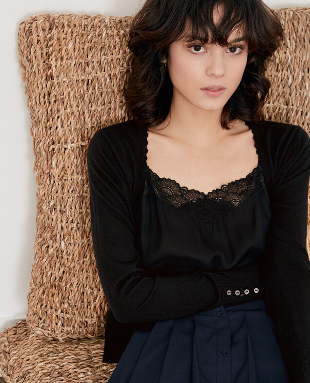 Thin wool cardigan Noir