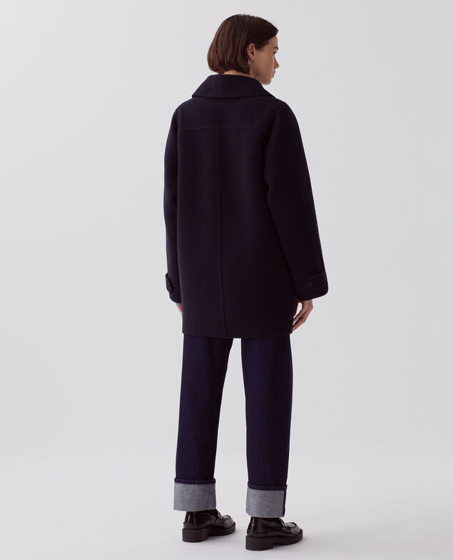 Mid-length double face coat U690 navy