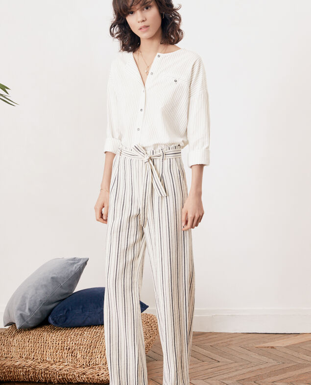 Striped wide leg trousers Off white/navy stripes