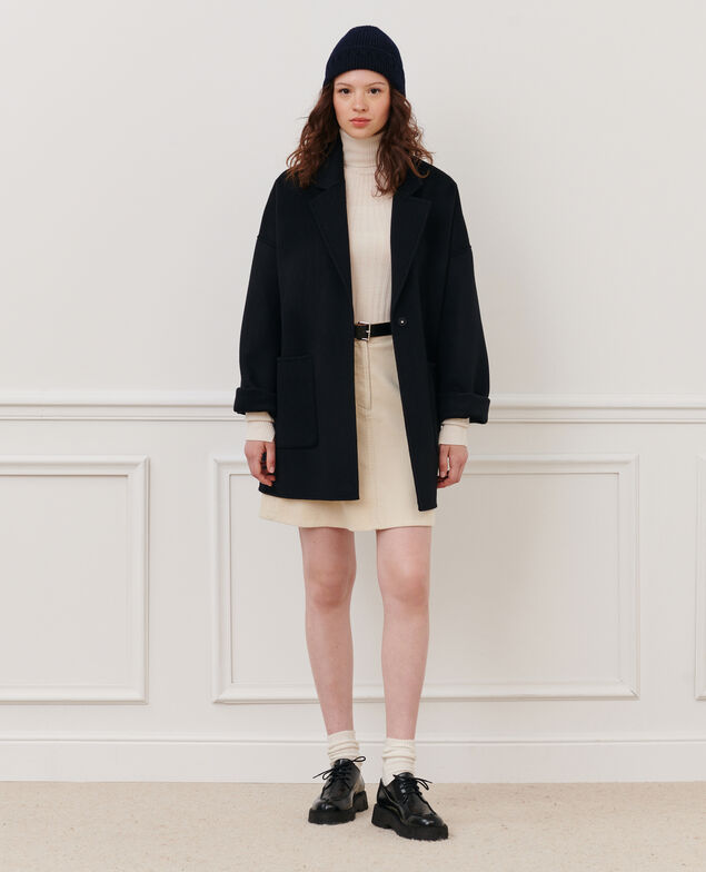 Wool blend short coat 09 black