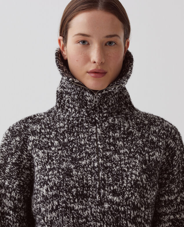 Half-zip jumper I099 boucle blk/white