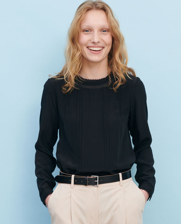 Loose silk and lace blouse Black beauty