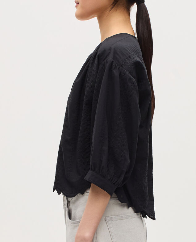 Embroidered cotton blouse H091 black beauty