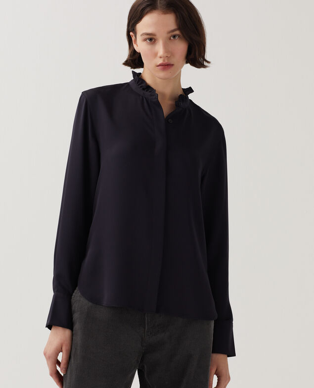 Fluid ruffled shirt U090 black