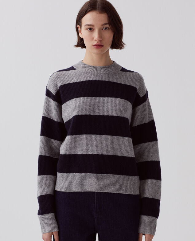 Wool jumper I023 st navy/grey