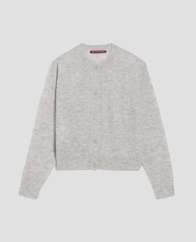 Cardigan with decorative stitching I022 light gray