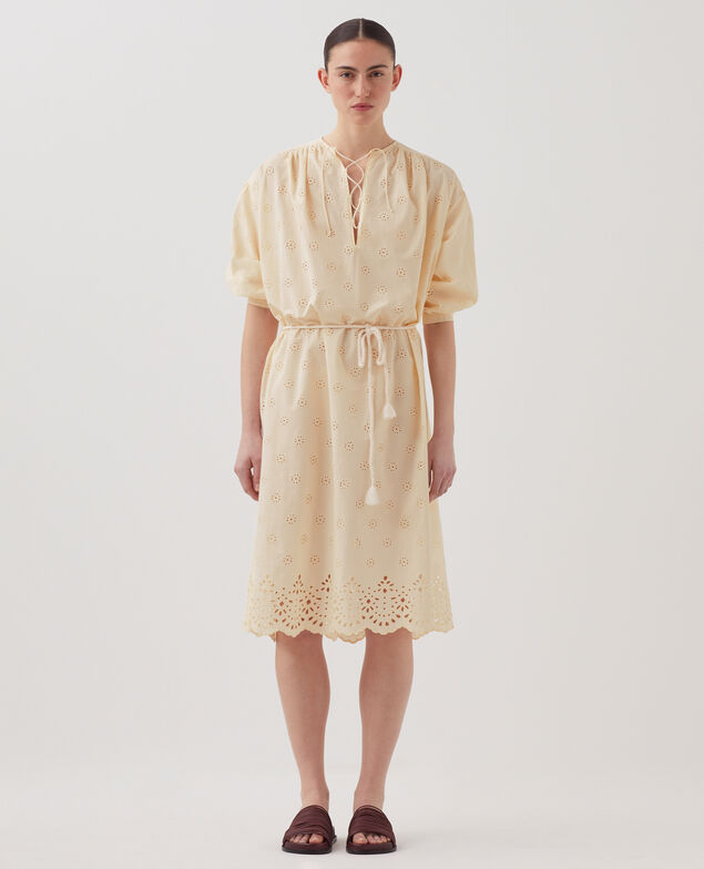 Cotton broderie anglaise midi dress I307 ecru