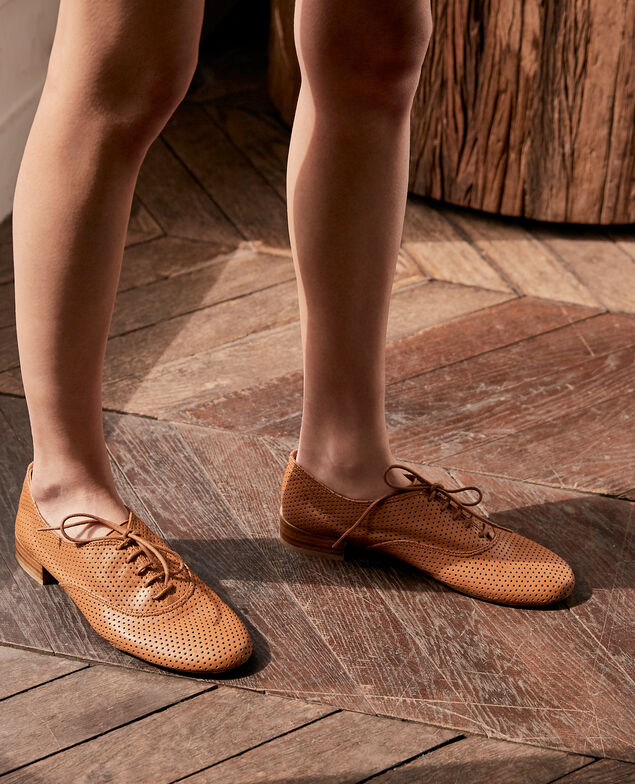 Perforated leather derbies Cognac