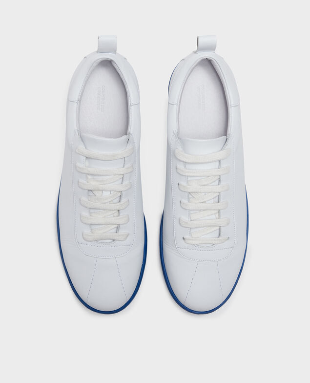 Lace-up leather sneakers White princess blue