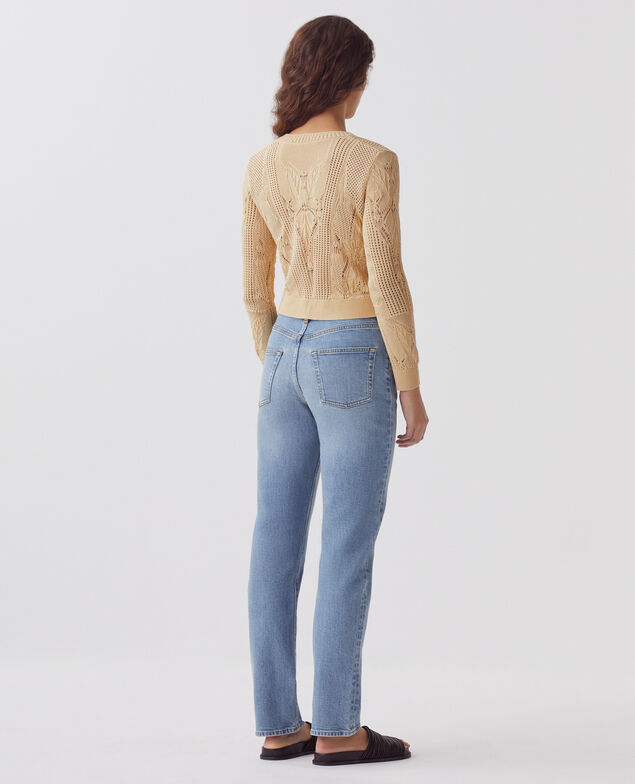 Floral crochet cardigan J300 natural