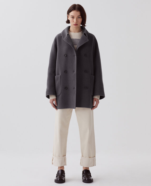 Mid-length double face coat U060 gray
