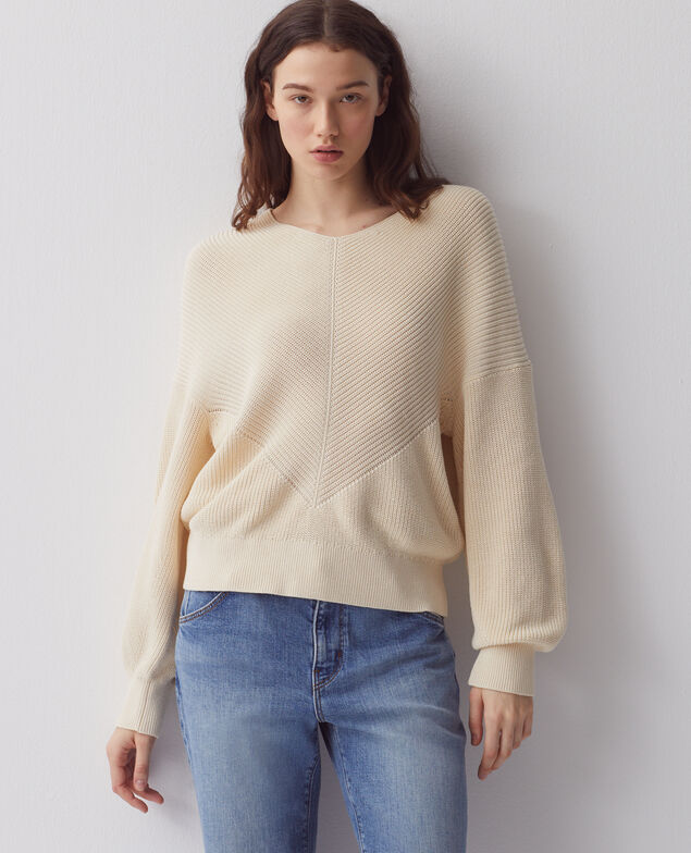 V-neck cotton jumper H304 albore