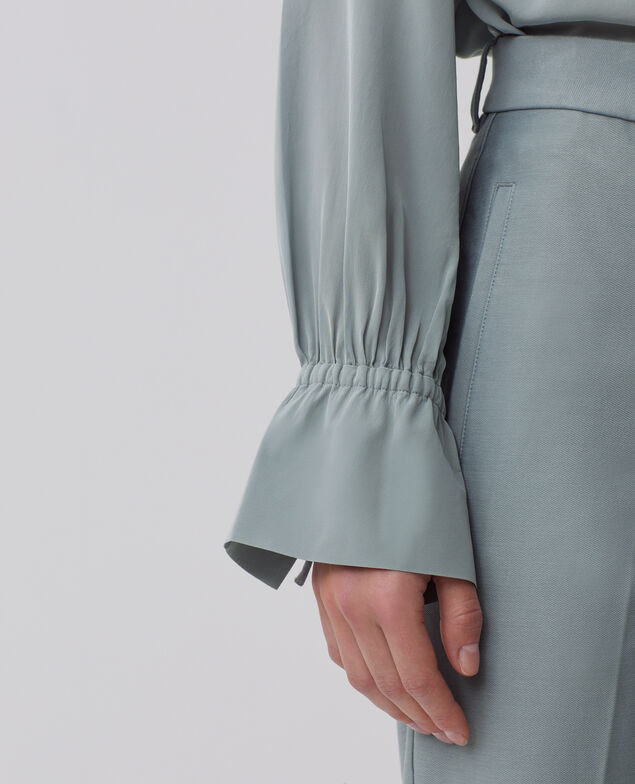 Long-sleeve silky shirt J620 slate blue