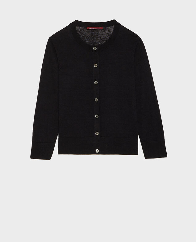 Linen and organic cotton cardigan Black beauty