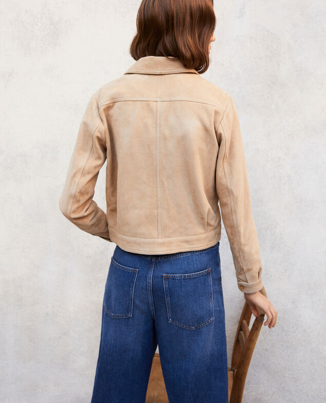Short suede jacket Camel beige