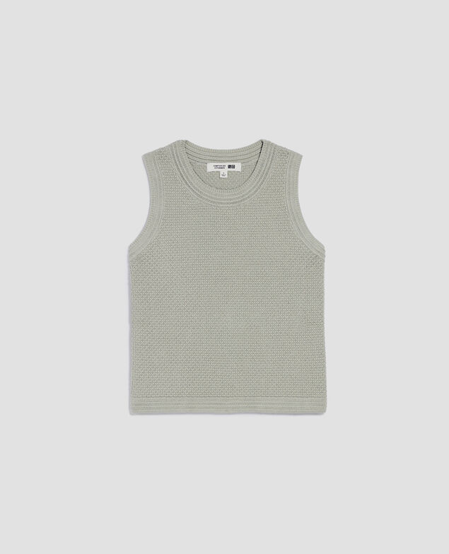 Cotton open knit tank top U520 green