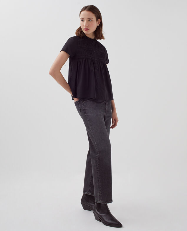Short-sleeved blouse H091 black beauty