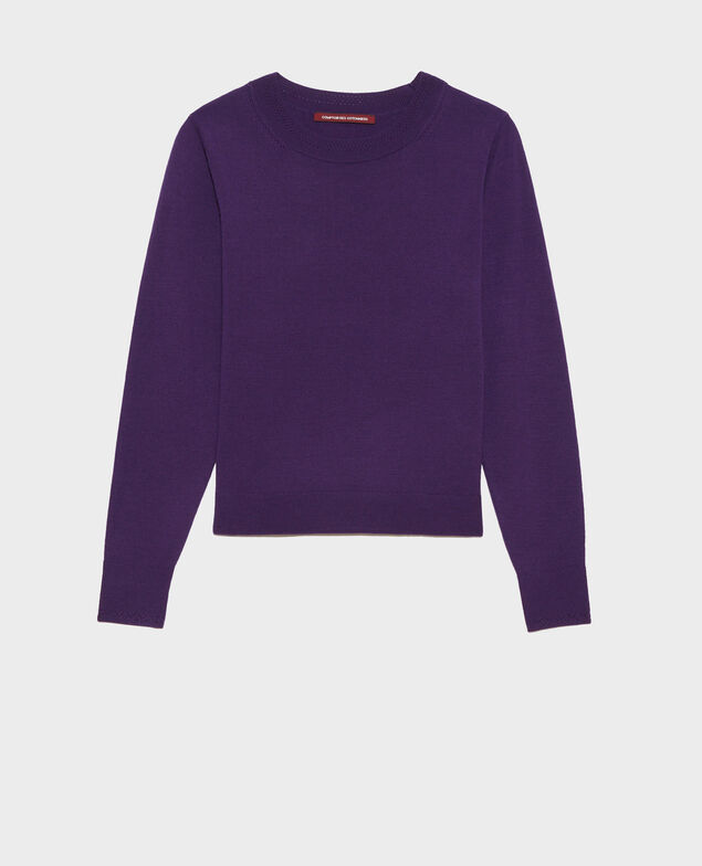 Round neck merino wool jumper 6021c acai