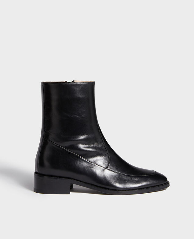 Fitted leather boots Black beauty