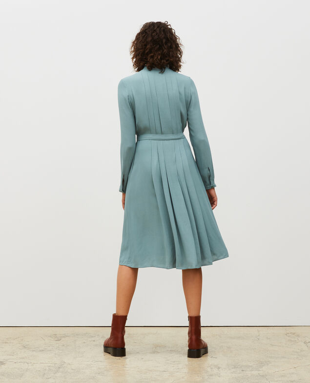 Pleated dress with belt  Treillis