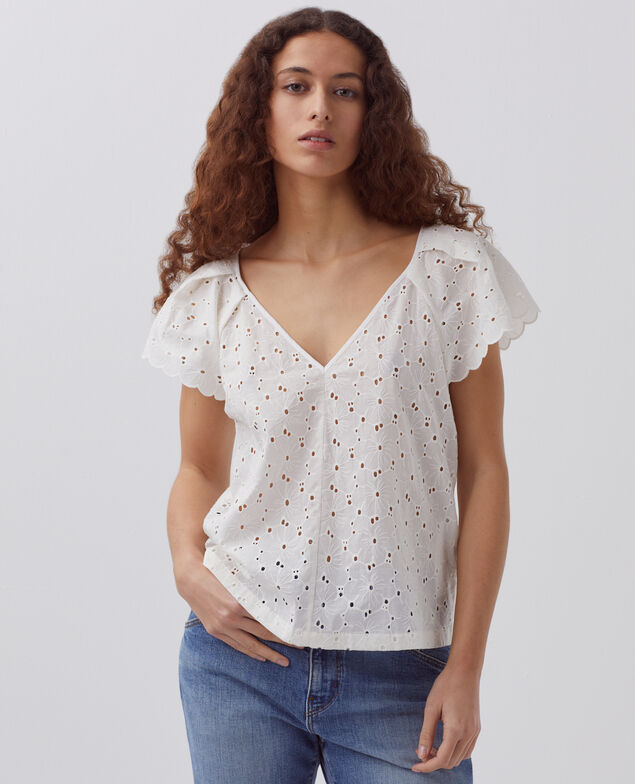 Embroidered cotton top H003 white