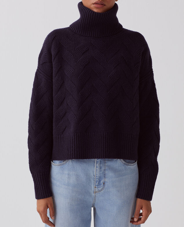 Wool roll neck jumper H695 night sky