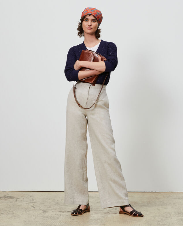 Cotton and linen cardigan Maritime blue