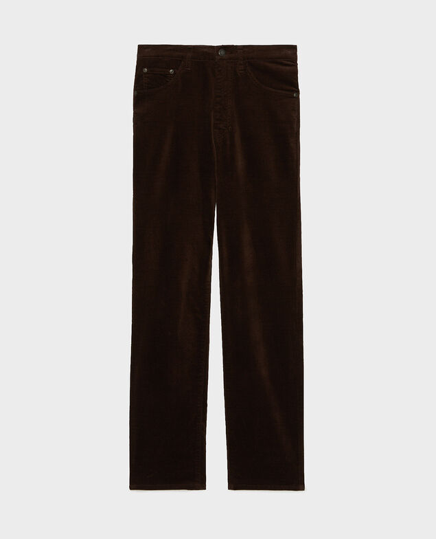 SLIM STRAIGHT - smooth velvet 5 pocket jeans Coffee bean