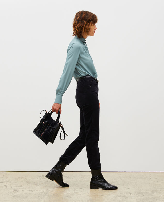 SLIM STRAIGHT - smooth velvet 5 pocket jeans Night sky
