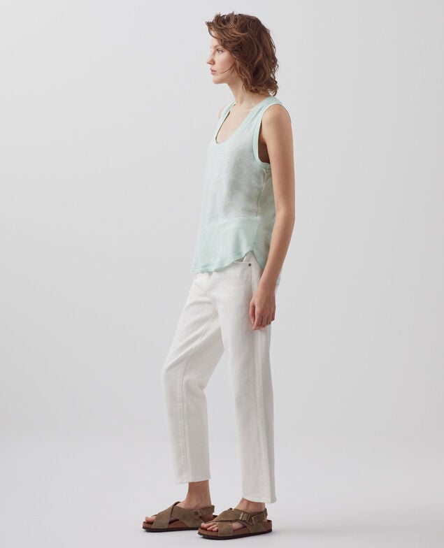 Linen tank top 0500 surf spray green