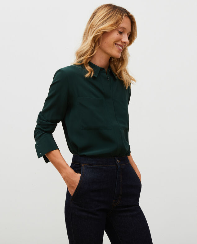 Loose long-sleeve silk shirt Scarab