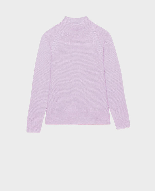 Loose 3D cashmere turtleneck jumper. Pastel lilac